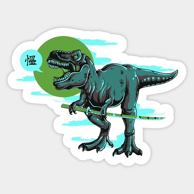 T-Rex Samurai Sticker by Aleksander37